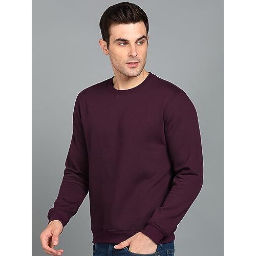 Neostreak Men's Fleece Round Neck Regular Fit Sweatshirt (Neoswtsol-01-Ptpurp_Purple_M