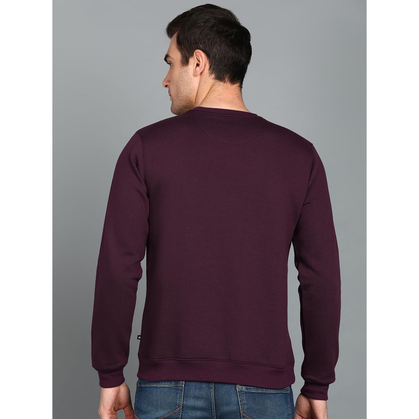 Neostreak Men's Fleece Round Neck Regular Fit Sweatshirt (Neoswtsol-01-Ptpurp_Purple_L