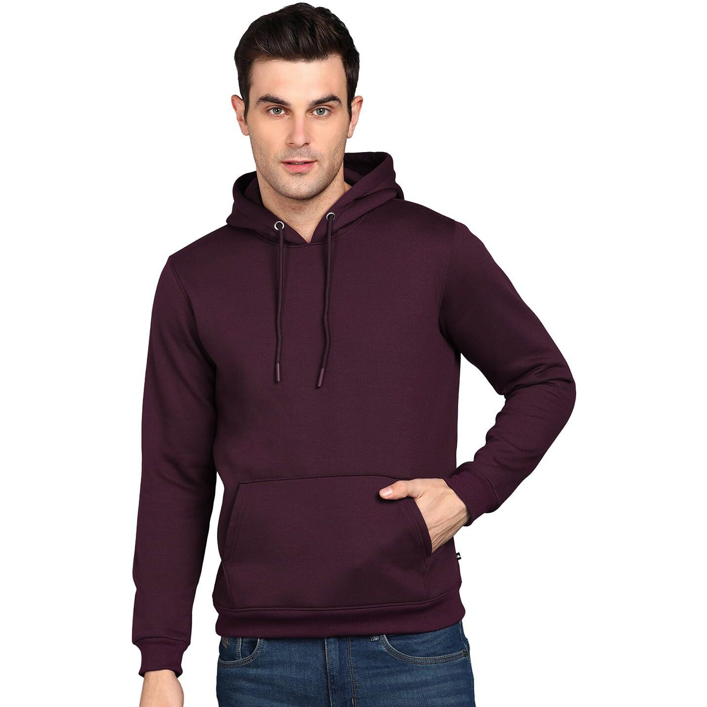 Neostreak Men's Regular Fleece Hooded Neck Sweatshirt (neoswtsolhd-02-ptpurp_Purple_XL)