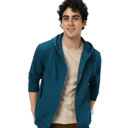 Neostreak Men's Fleece Neck Hooded Sweatshirt (neoswtsolhdzip-03-fogtel-l_Blue