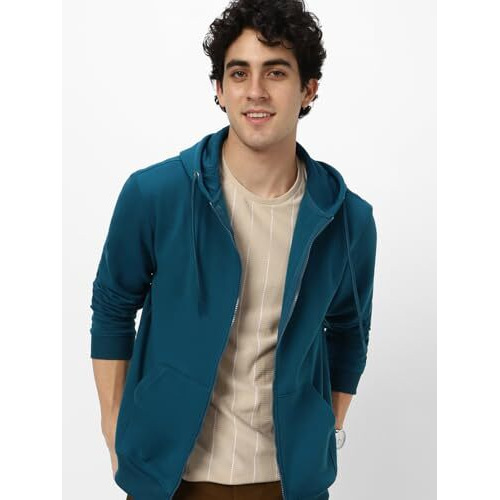 Neostreak Men's Fleece Neck Hooded Sweatshirt (neoswtsolhdzip-03-fogtel-l_Blue