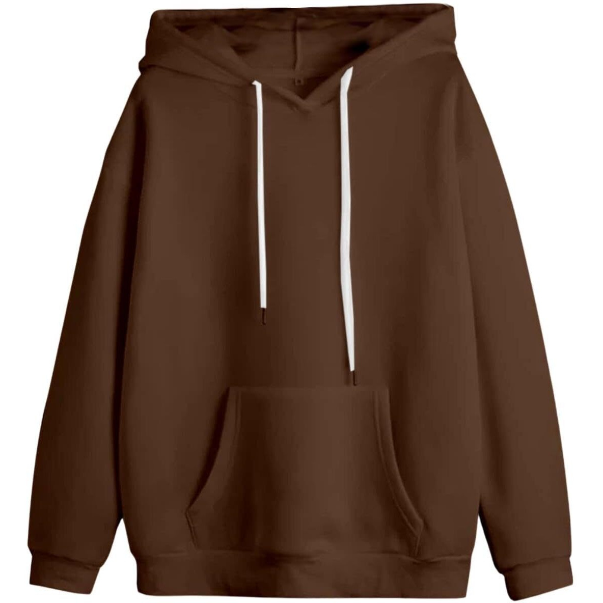 Veirdo Cotton Fleece Regular Fit Hooded Sweatshirt Full Sleeves Jumper Brown Solid Winter Sweatshirt for Men (W_05_Brown_XL)