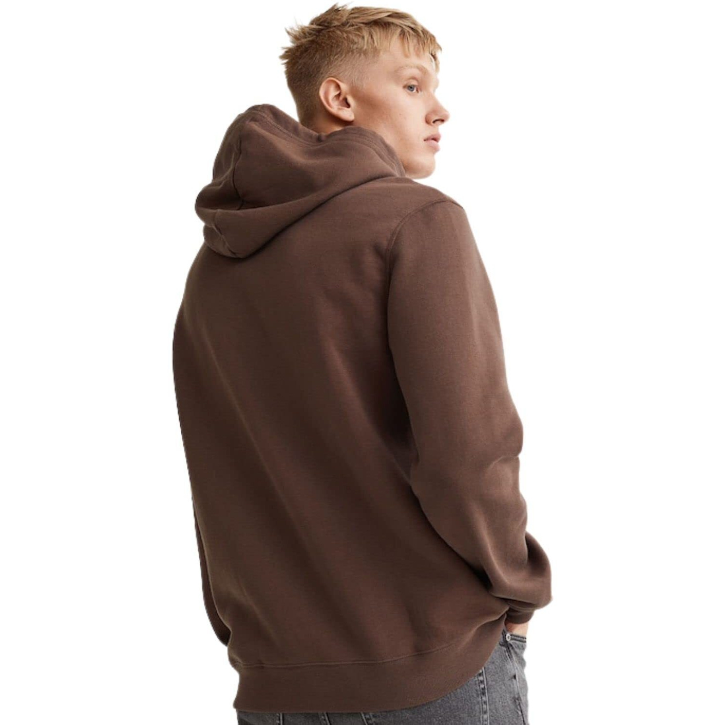 Veirdo Cotton Fleece Regular Fit Hooded Sweatshirt Full Sleeves Jumper Brown Solid Winter Sweatshirt for Men (W_05_Brown_XL)