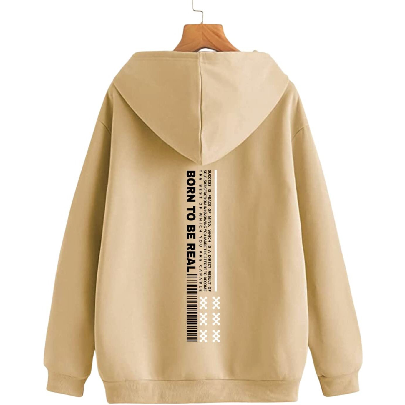 Veirdo Cotton Fleece Regular Fit Hooded Sweatshirt Full Sleeves Vision of Perfection Front Graphic Printed Jumper Beige Winter Sweatshirt for Men (W_05_PRFCTION_LB_M)