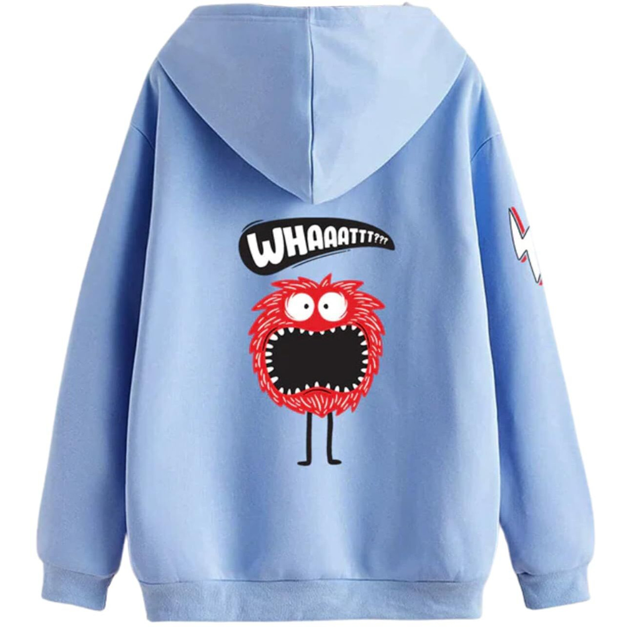 Veirdo Cotton Fleece Regular Fit Hooded Sweatshirt Full Sleeves Skull Back Graphic Printed Jumper Power Blue Sweatshirt for Men & Boys (W_05_Skull_LB_M)