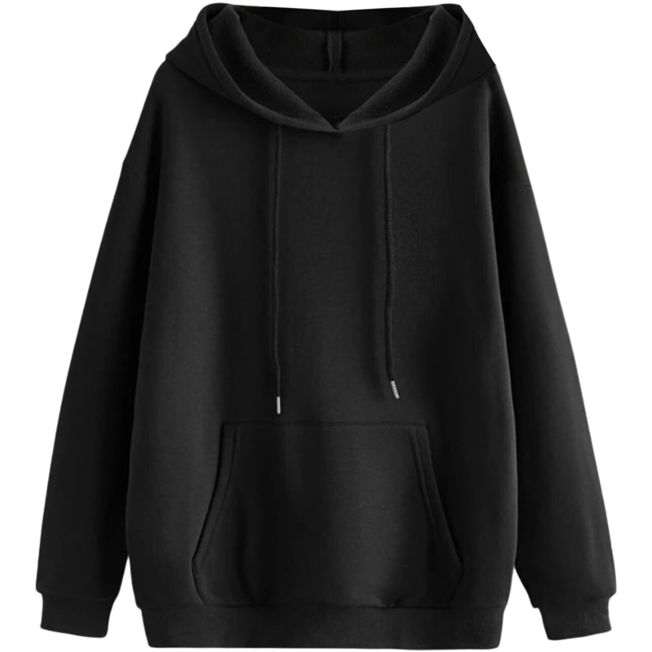 Veirdo Cotton Polly Fleece Regular Fit Black Solid Hoodie for Men (VH0423BKPL52_XXL)