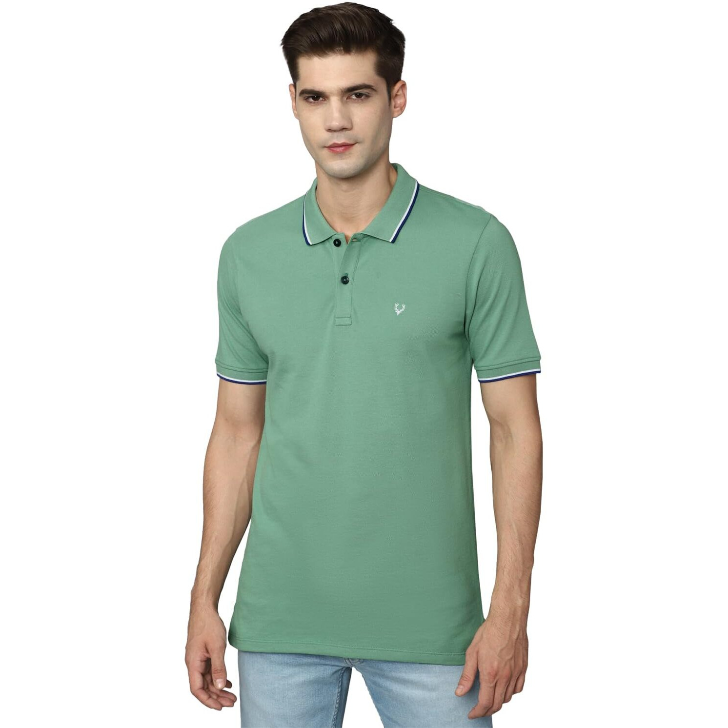 Allen Solly Men's Regular Fit T-Shirt (ASKPCURGFI04455_Green L)