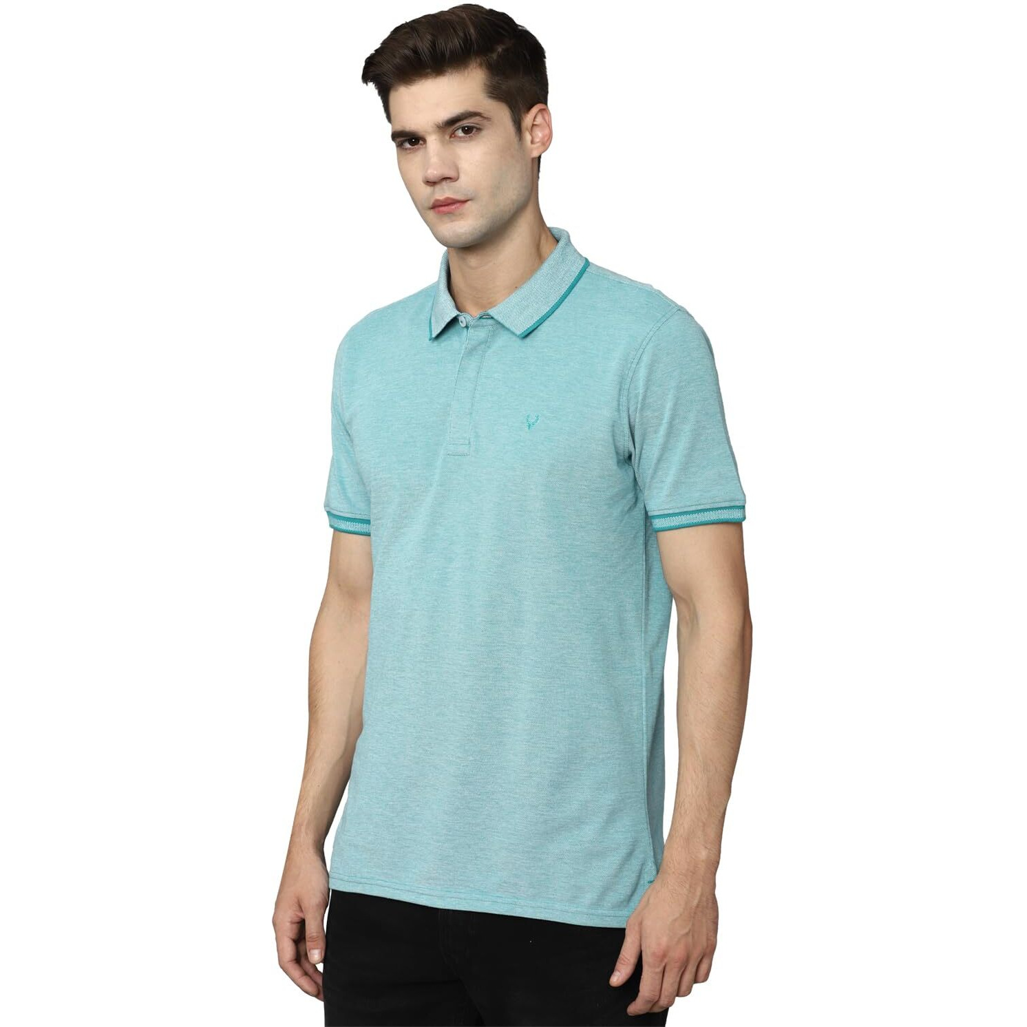 Allen Solly Men's Regular Fit T-Shirt (ASKPCURGFK82813_Teal L)