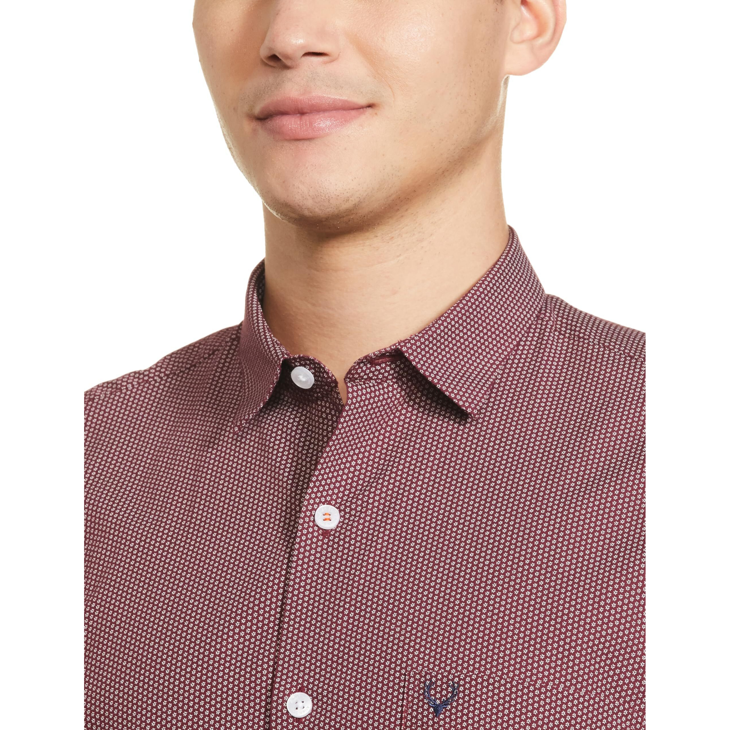 Allen Solly Men's Solid Regular Fit Shirt (ASSFQSPF040600_Maroon 42)