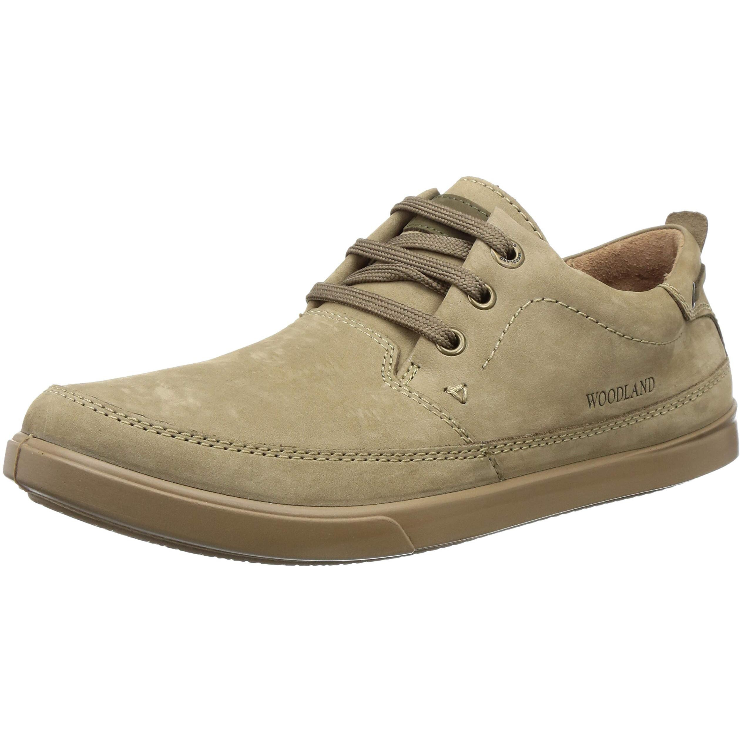 Woodland Men's Khaki Leather Casual Shoes - 8 UK/India (42 EU)