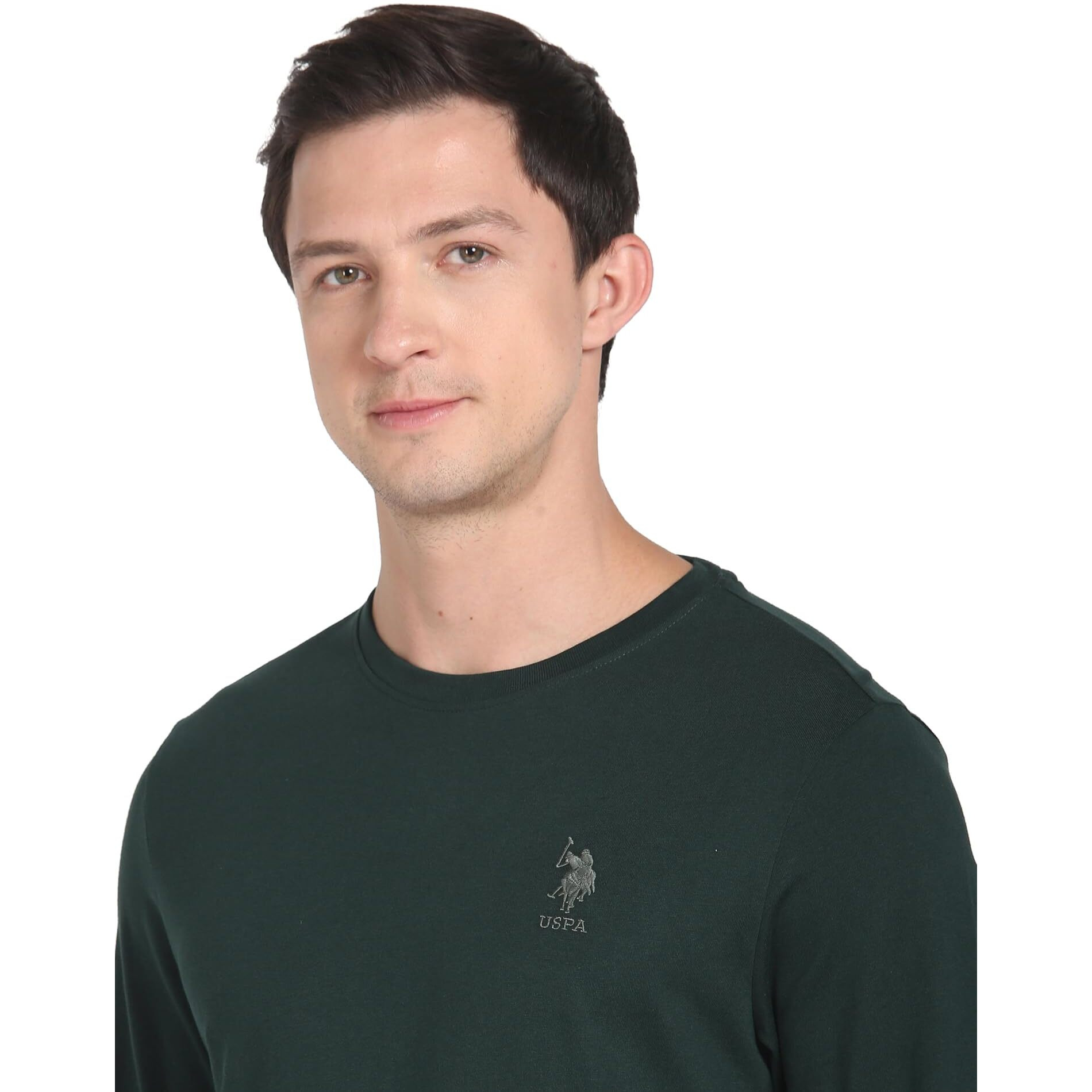 U.S. POLO ASSN. Men's Regular Fit T-Shirt (I693-Pl_Scarab,Large, Green