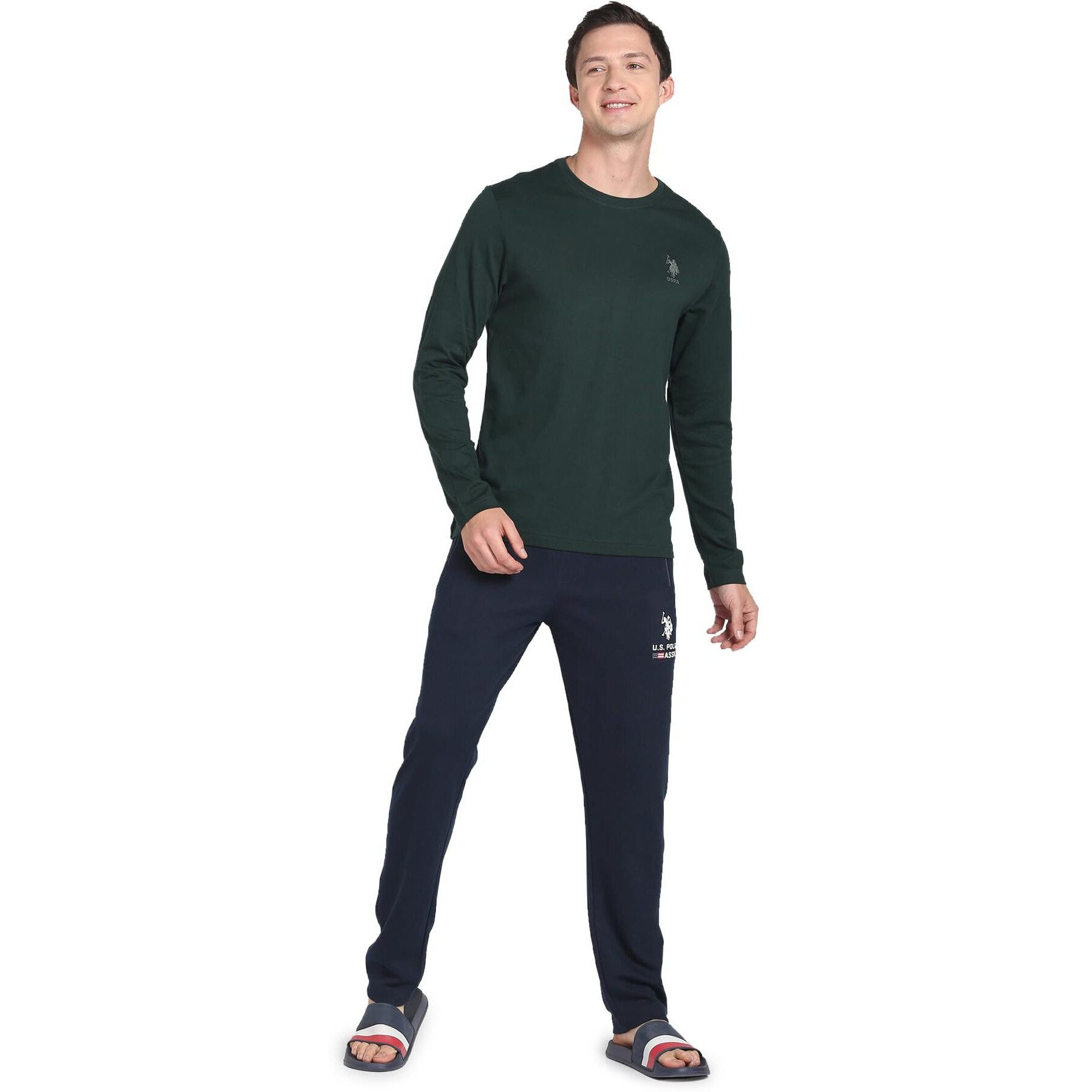 U.S. POLO ASSN. Men's Regular Fit T-Shirt (I693-Pl_Scarab,Large, Green