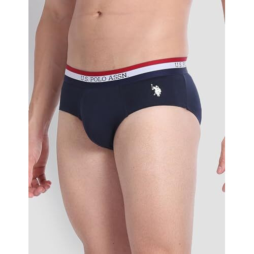 U.S. POLO ASSN. Men's Cotton Classic Briefs (Pack of 3) (EB002_Navy | Red | White