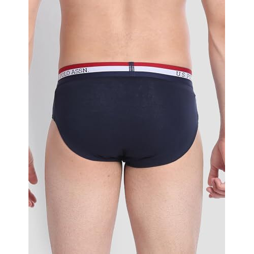 U.S. POLO ASSN. Men's Cotton Classic Briefs (Pack of 3) (EB002_Navy | Red | White