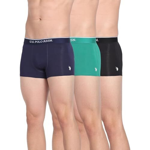 U.S. POLO ASSN. Men's Cotton Classic Trunks (Pack of 3) (ET004-P3_Black | Bistro Green | Navy