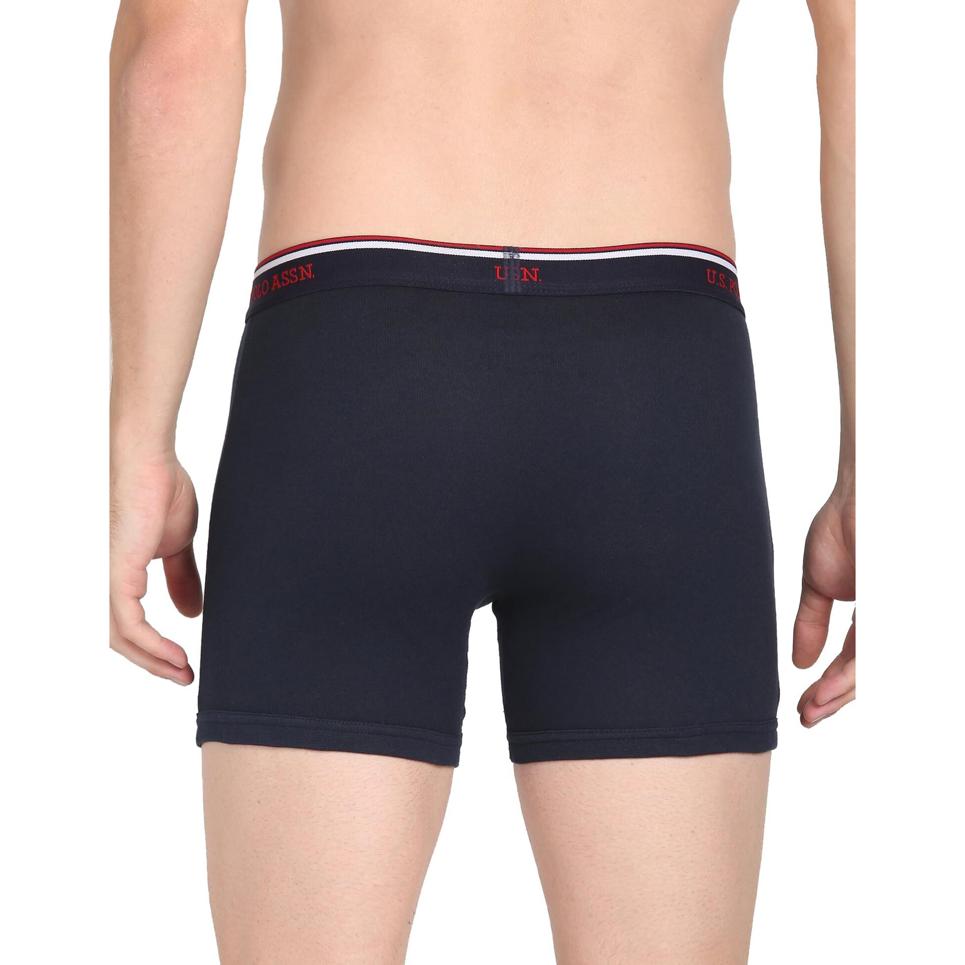 U.S. POLO ASSN. Men's Pure Cotton Mid Rise Solid 1667 Boxer Breifs-Pack of 3 Trunks I667-P3_Black|Grey Melange|Navy