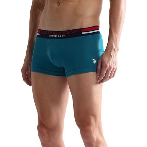 U.S. POLO ASSN. Men's Cotton Blend Classic Solid Trunks (Pack of 3) (I641-P3_T Blue-Black-W Red