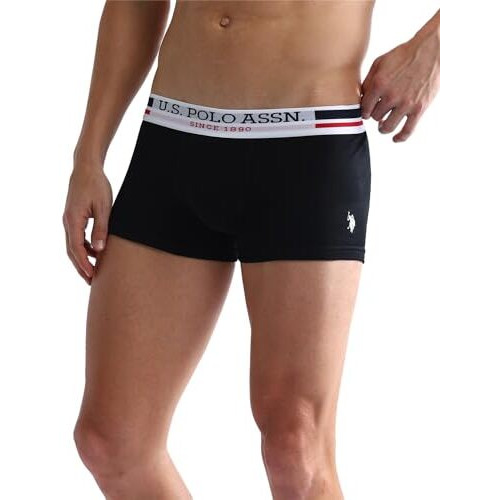 U.S. POLO ASSN. Men's Cotton Blend Classic Solid Trunks (Pack of 3) (I641-P3_W Red-Black-Navy