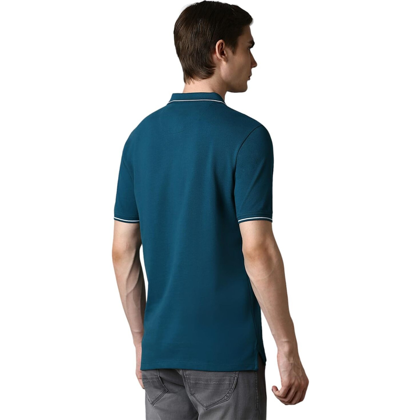 Louis Philippe Men's Solid Slim Fit T-Shirt (LRKPNSLFT33450_Turquoise