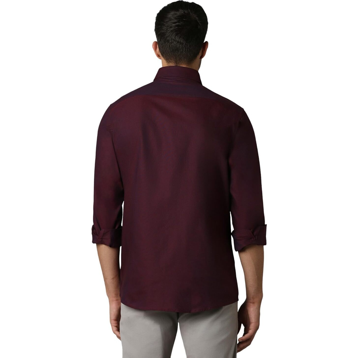 Louis Philippe Men's Solid Slim Fit Shirt (LYSFCSLPM88253_Wine
