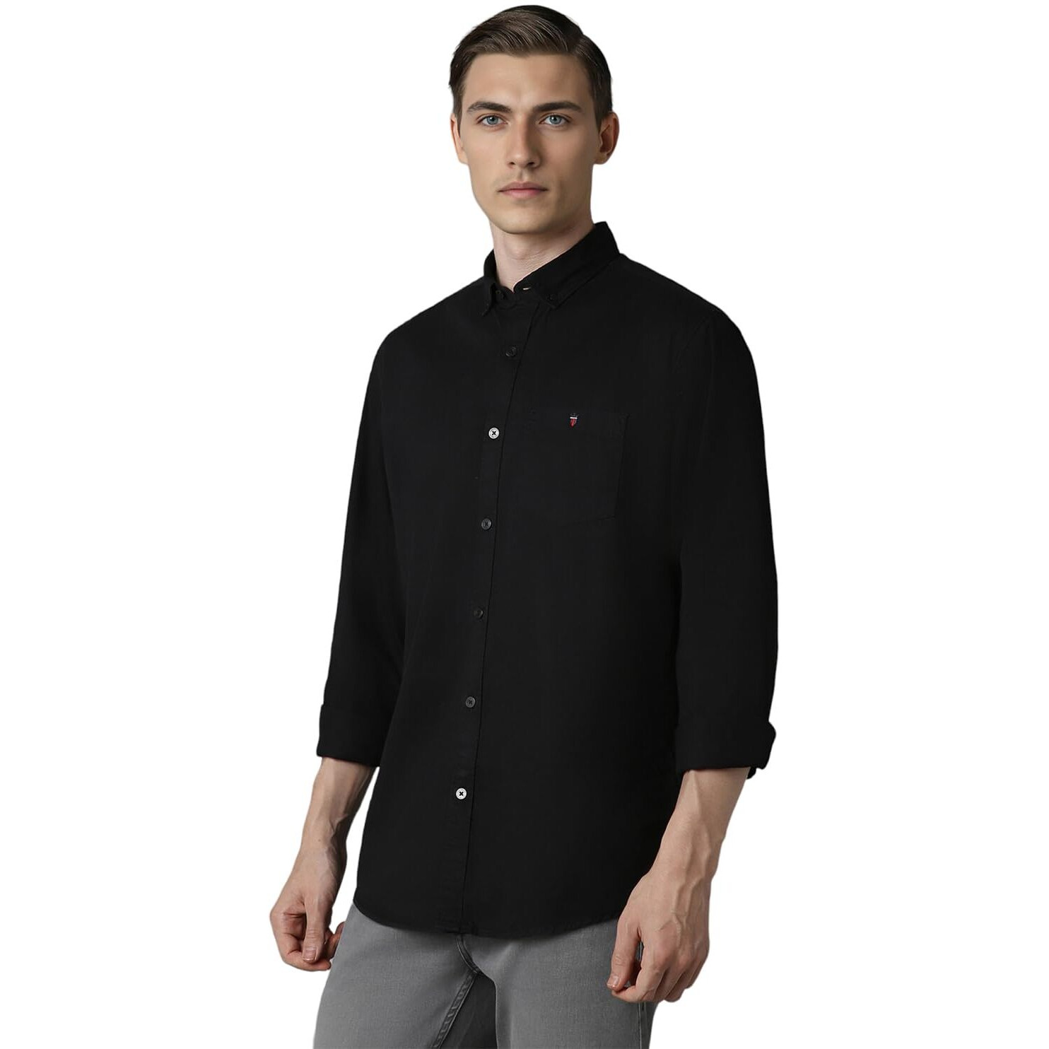 Louis Philippe Men's Slim Fit Shirt (LRSFNSLPT85910_Black