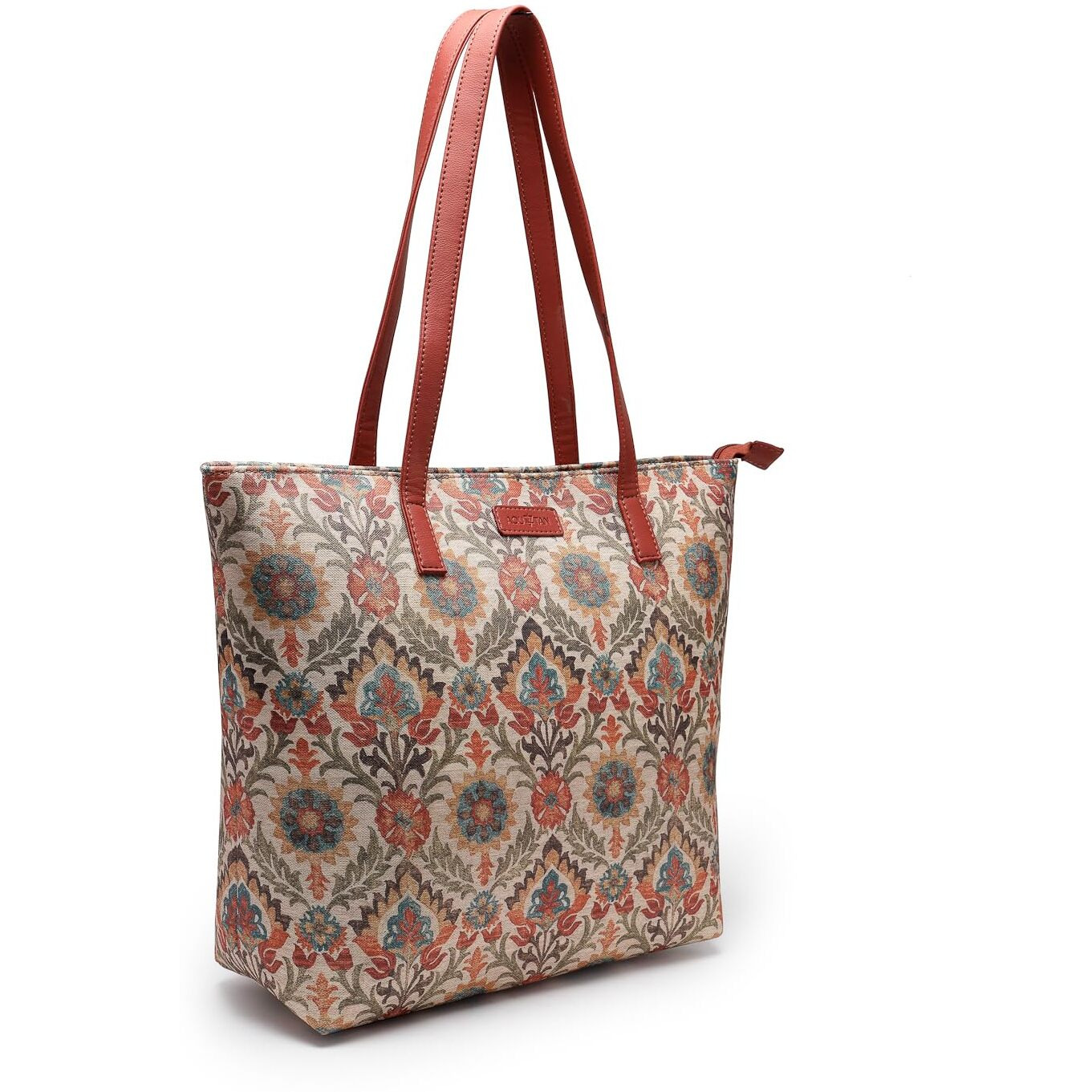 Aquatan Canvas Block and Floral printed Tote Bag for women office use spacious work tote big size stylish big handbags for women (Dark Red Printed)