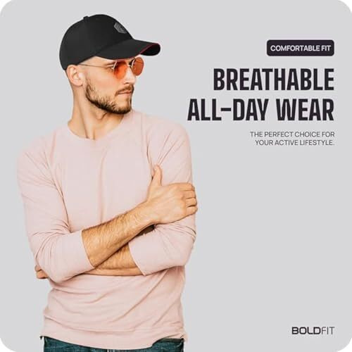 Boldfit Polyester Blend Head Caps for Men Unisex Mens Caps with Adjustable Strap in Summer for Men Caps Men for All Sports Cap for Men Women Cap Sports Caps for Men BlackRed