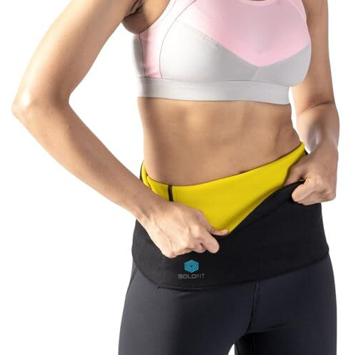Boldfit Tummy Shaper for Women & Men Sweat Slim Belt Tummy Belt Shapewear for Belly Body Shaper Belt for Stomach Fitness Belt for Exercise & Workout - L-XL Black