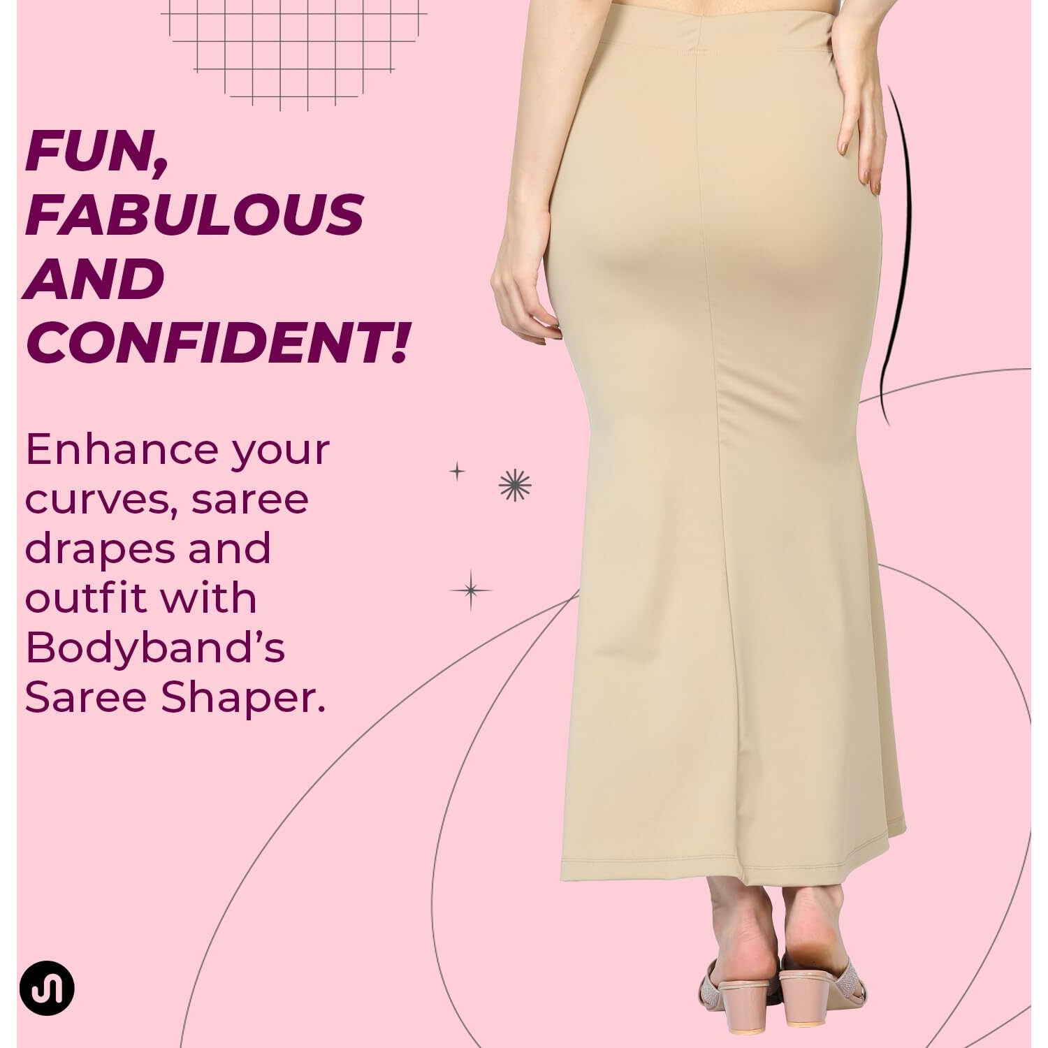 Bodyband Saree Shapewear for Women Beige Shapewear Petticoat for Women Smooth Curve Peticote Innerwear for Women Saree in Party Saree Shaper for Women, Ladies - (Beige - Large)