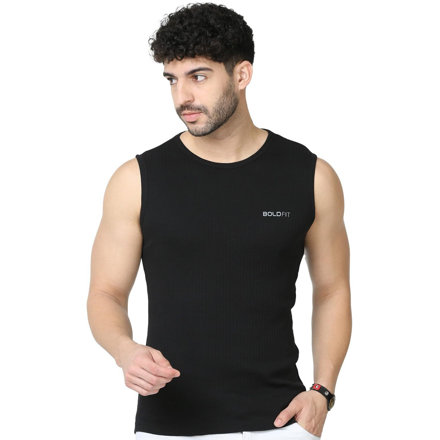 Boldfit Vest for Men Regular Fit Sleeveless Tshirt Breathable Sando Gym Lightweight T Shirts Comfortable Wear Vests XL Black