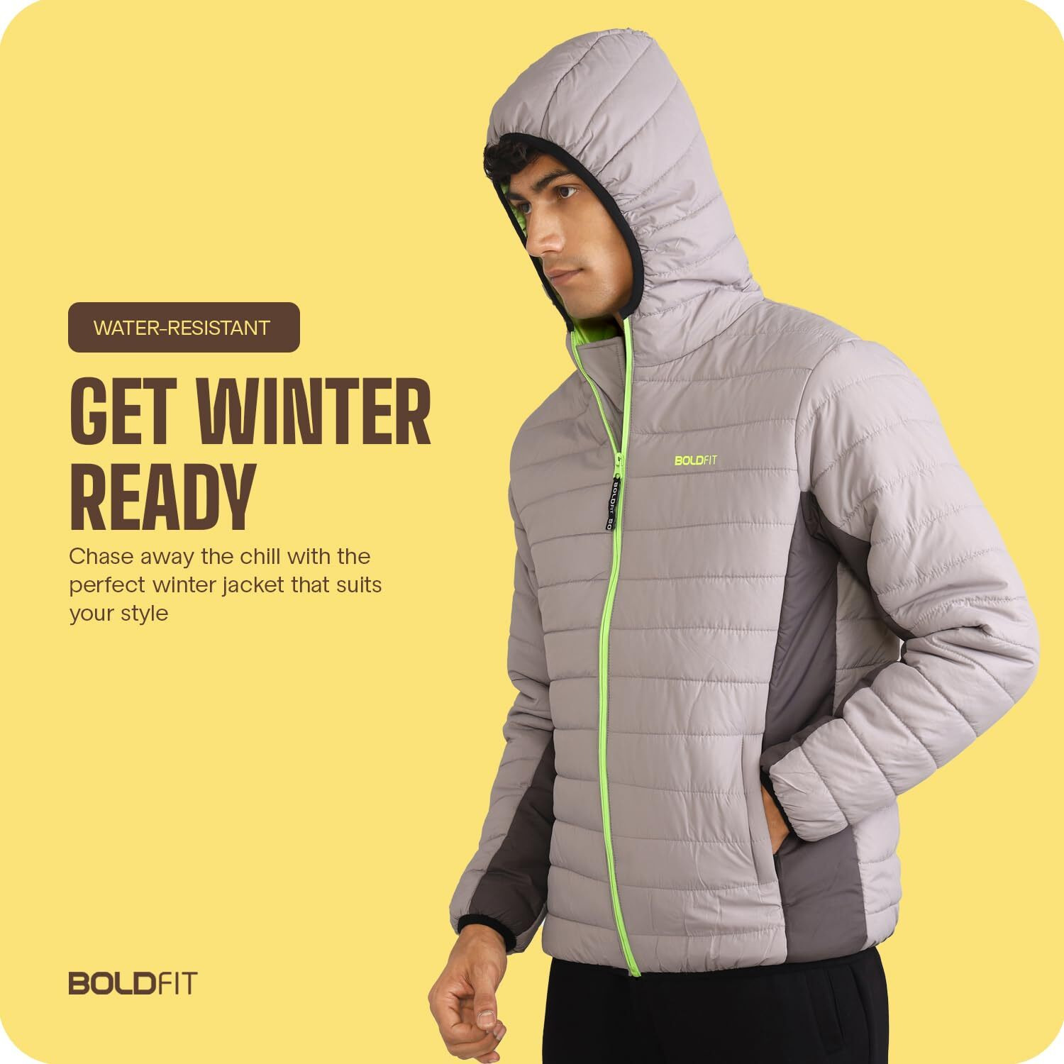 Boldfit Polyester Men's Padded Extra Long Length Jacket (Bomberjacketxl-501_Grey Charcoal