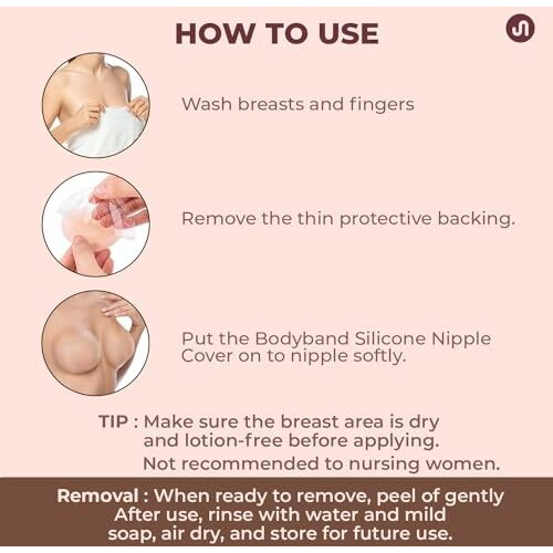 Bodyband Nipple Cover Reusable For Women Thin Silicone Nipple Pasties For Women Reusable to Cover Under Bra Skin Friendly Adhesive Nipple pads for Women, Girls Breast Nipple Cap Nipple Pasties -4Pair