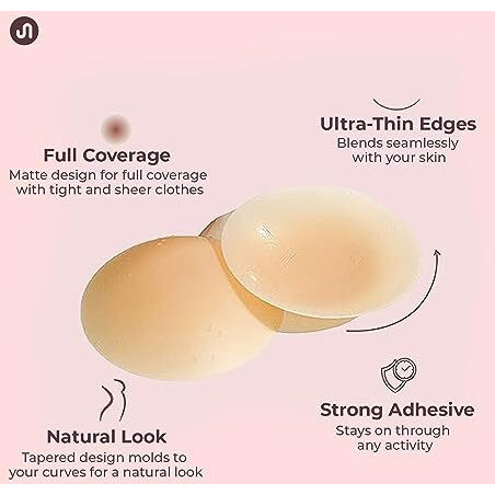Bodyband Nipple Cover Reusable For Women Thin Silicone Nipple Pasties For Women Reusable to Cover Under Bra Skin Friendly Adhesive Nipple pads for Women, Girls Breast Nipple Cap Nipple Pasties -4Pair