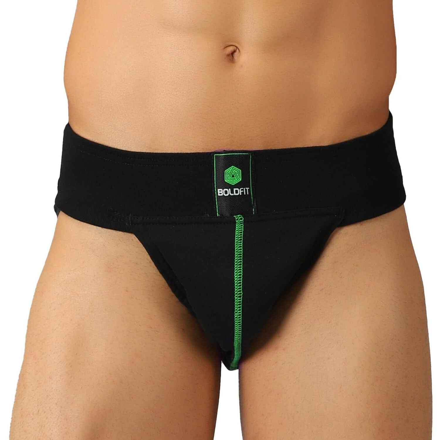 Boldfit Men's Cotton Blend Briefs Solid (Pack of 1) (GYMSUPPORTERBLACKGREEN-L_Green