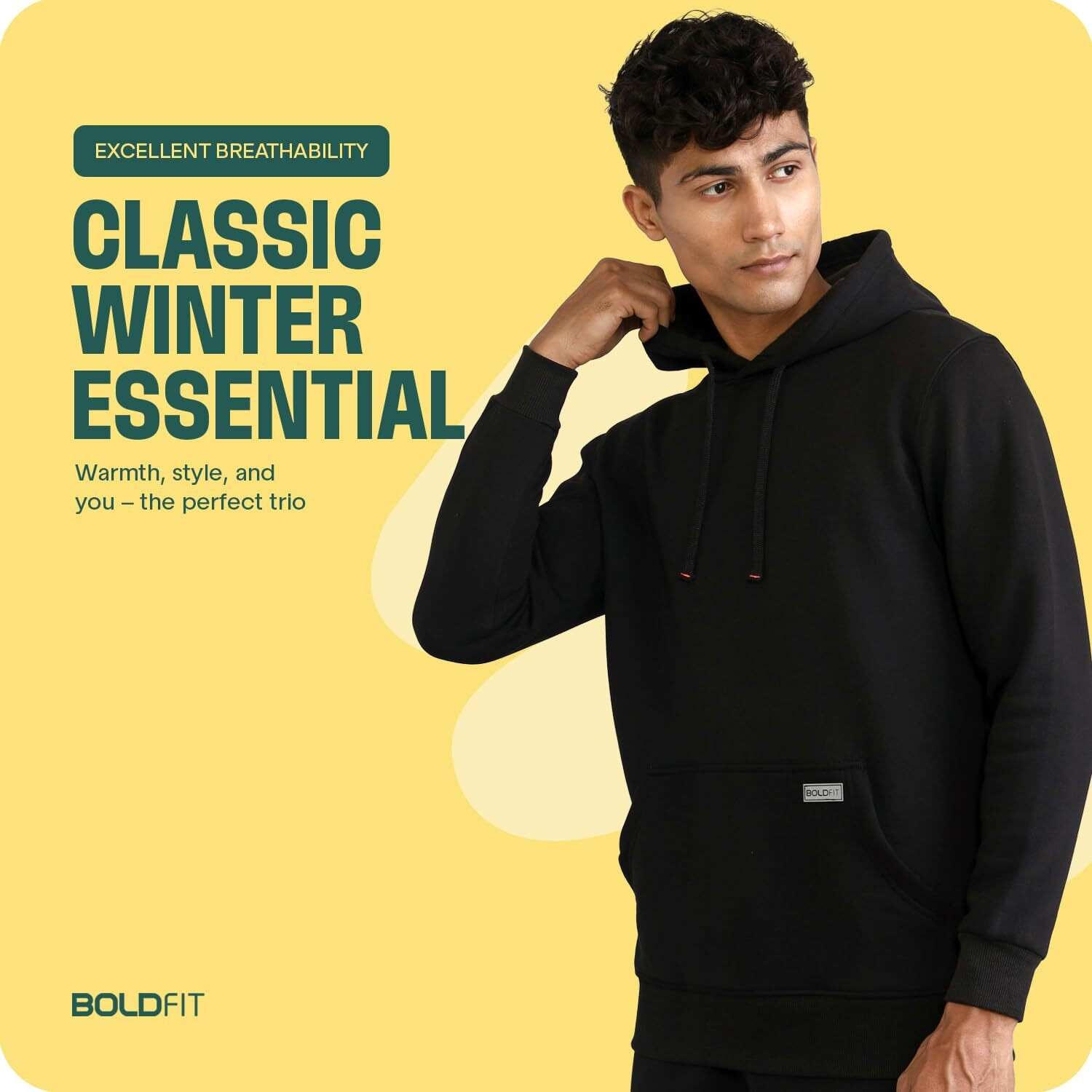 Boldfit Hoodies for Men Stylish Relaxed Fit Hooded Neck Sweatshirt Hoodie Cotton Hoodies Branded Hoodies for Running, Gym Warm Travel Hoodies Pullover Hoodies for Boys -Black L