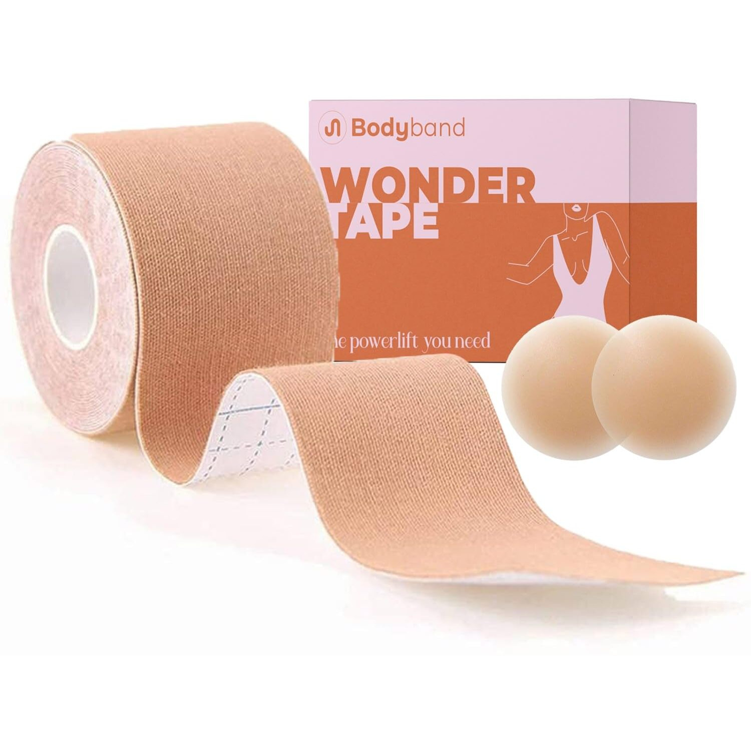 Bodyband Boob Tape Reusable for Women with Nipple Cover 1 Pair Breast Tape Breast Lift for Strapless Dress Nipple Tape for Women Silicone Nipple Pasties Combo Beige