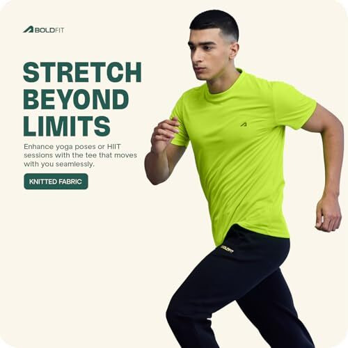 Boldfit Sports T Shirt for Men Quick Dry Fit Tshirt for Men Gym T Shirts for Casual Wear Workout T Shirts for Man Active Gym Wear for Men Running Regular Fit T-Shirts for Men T Shirt Neongreen