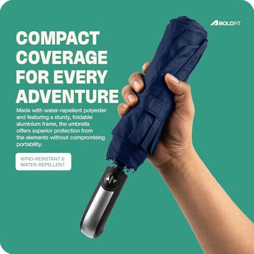 Boldfit Umbrella for Women to Use in Rain Umbrella for Men UV Protection Umbrella for Sun Protection & Rain 3 Fold Umbrella Big Size for Travel Sun Umbrella for Summer, Windproof & Dustproof -NavyBlue