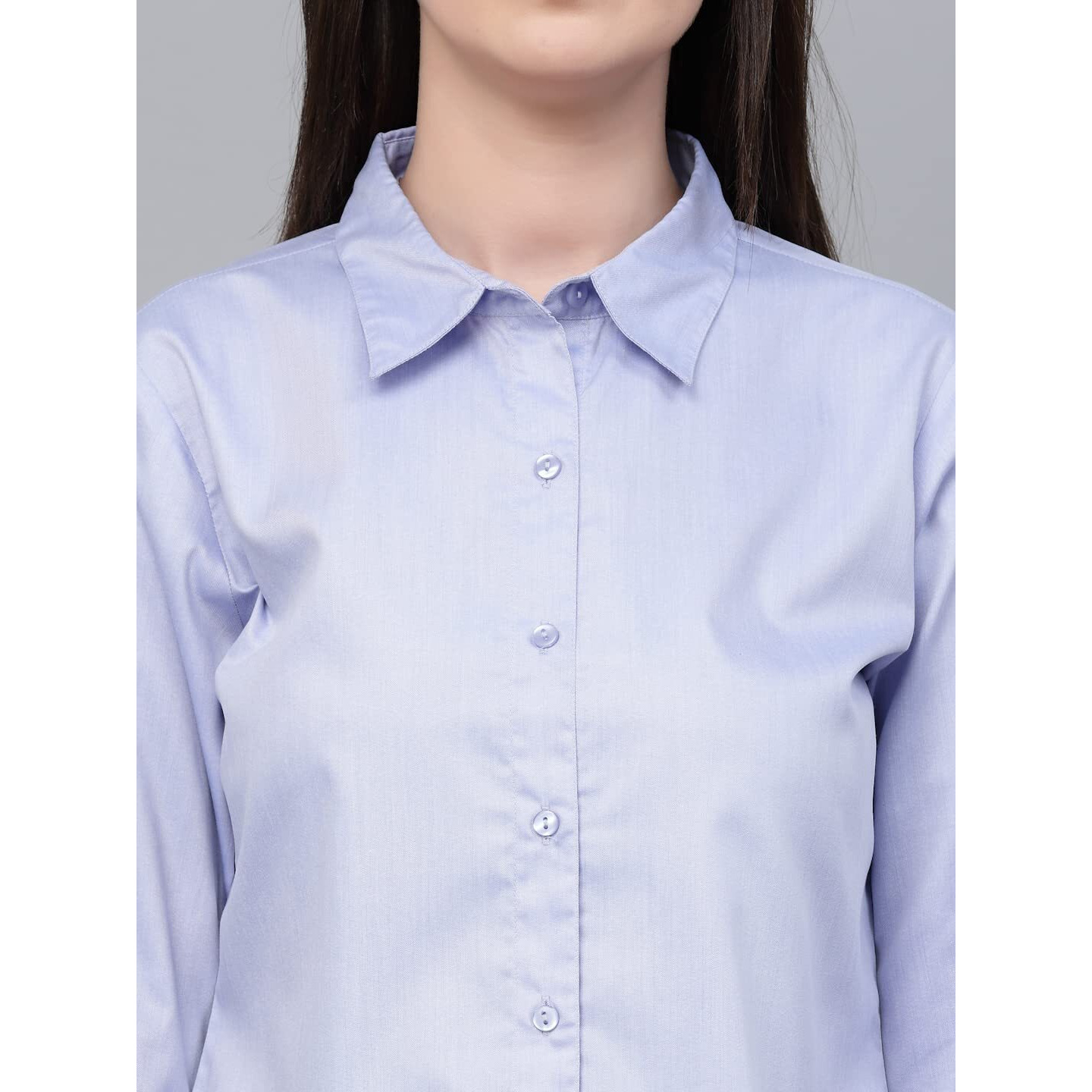 Style Quotient Women Solid Blue Chambray Formal Shirt