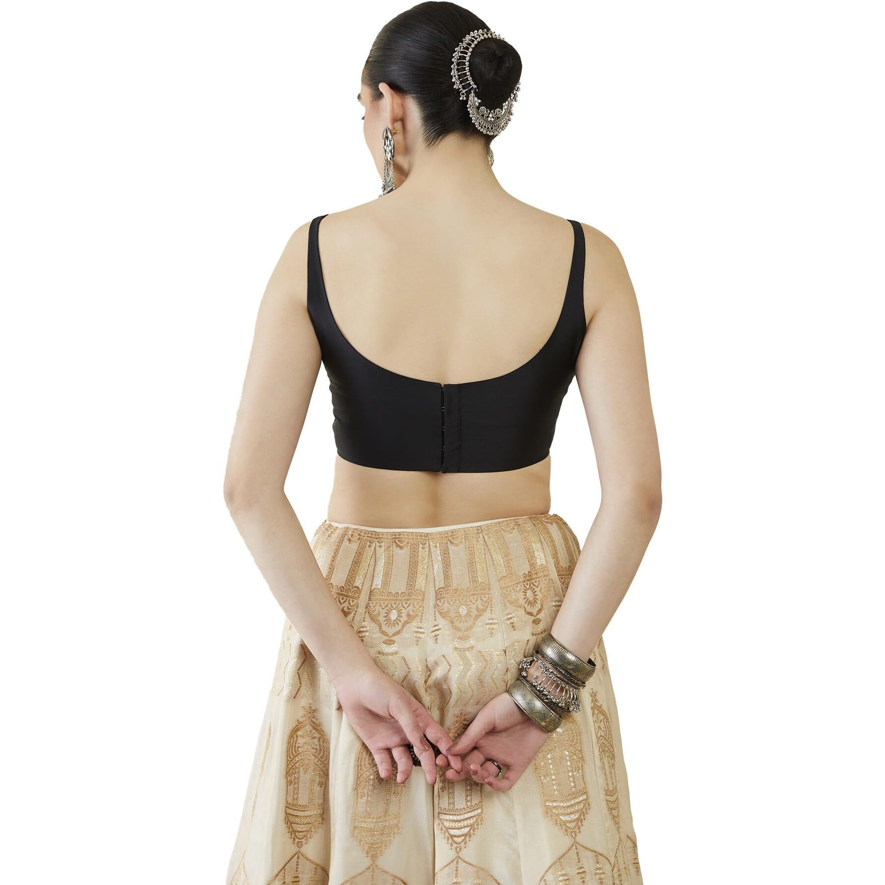 Soch Women Satin Solid Sleeveless Blouse(Black_34)