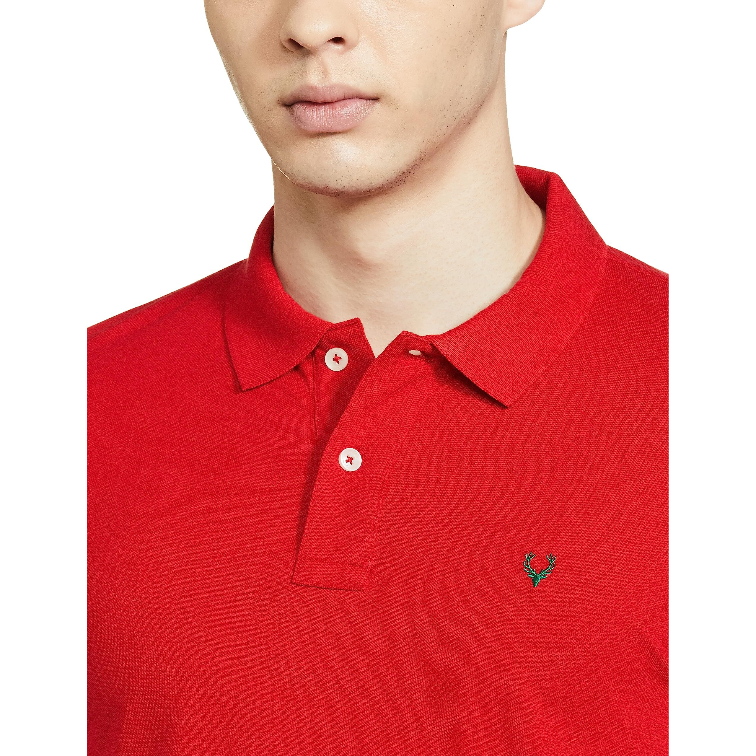 Allen Solly Men Tango Red Regular Fit Polo(AMKP317G04240_Tango Red_XL)
