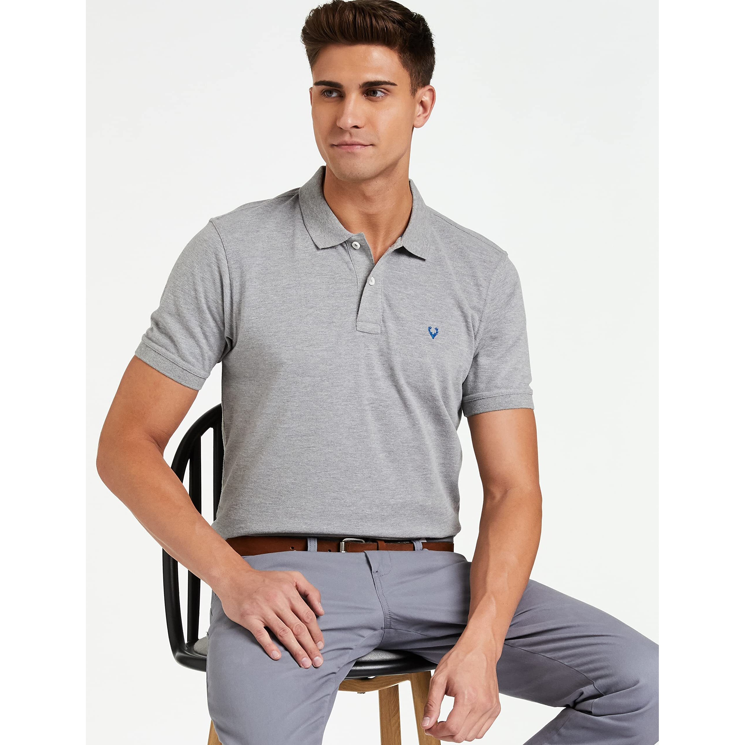 Allen Solly Men Grey Melange Regular Fit Polo(AMKP317G04246_Grey Melange_2XL)