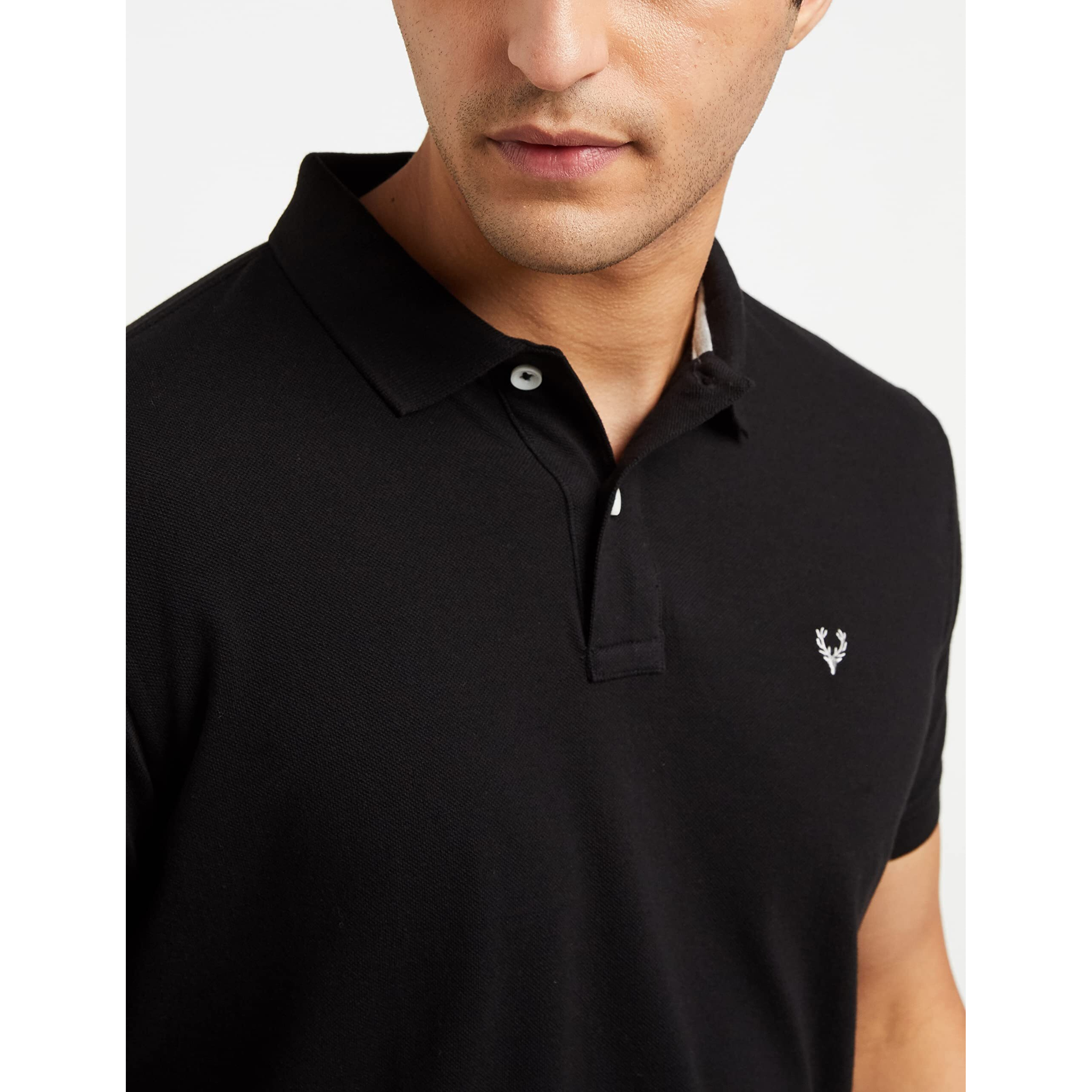 Allen Solly Men Jet Black Regular Fit Polo(AMKP317G04249_Jet Black_2XL)