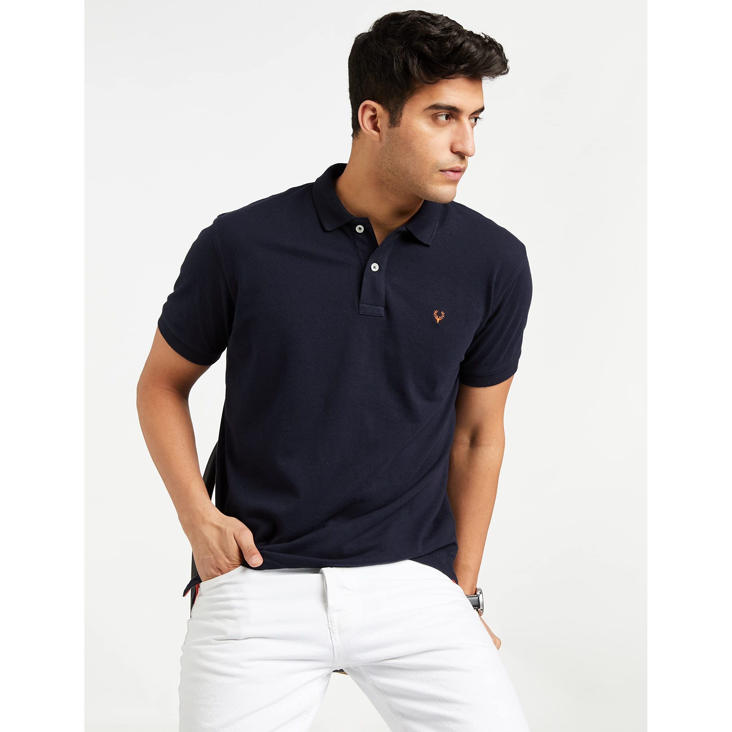 Allen Solly Men Navy Regular Fit Polo(AMKP317G04251_Navy_2XL)