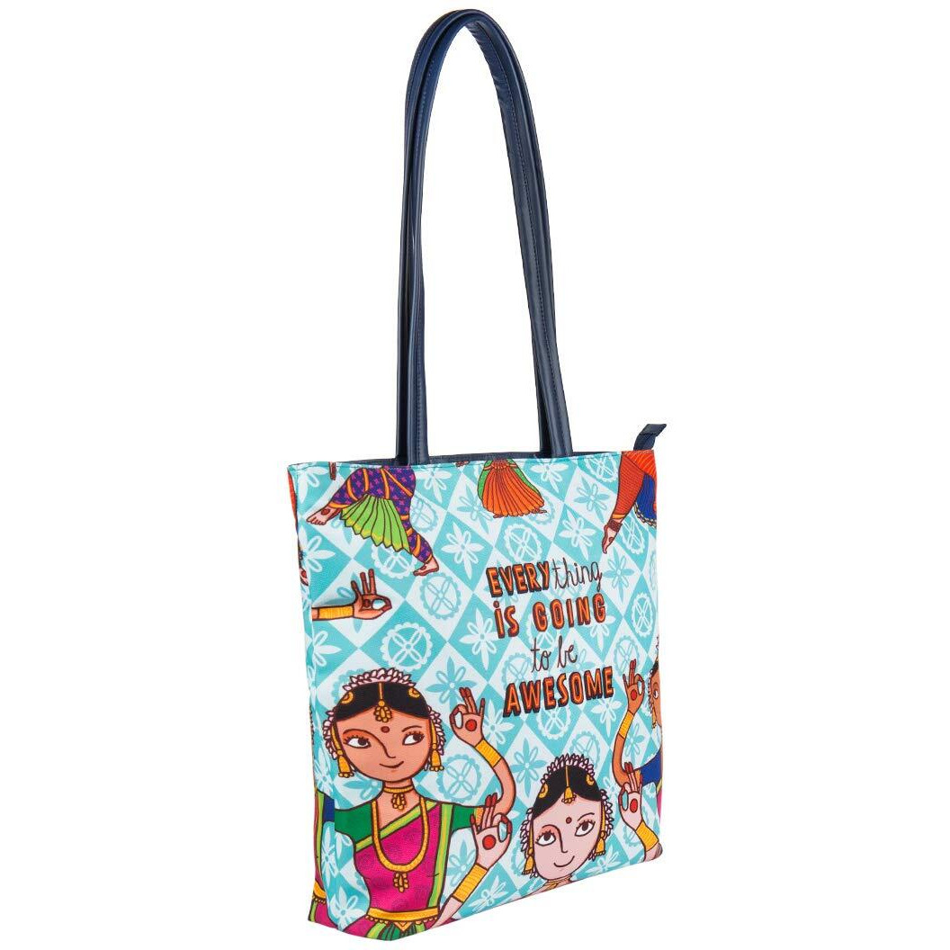 Chumbak Teal Dance Vibes Tote Bag - Teal