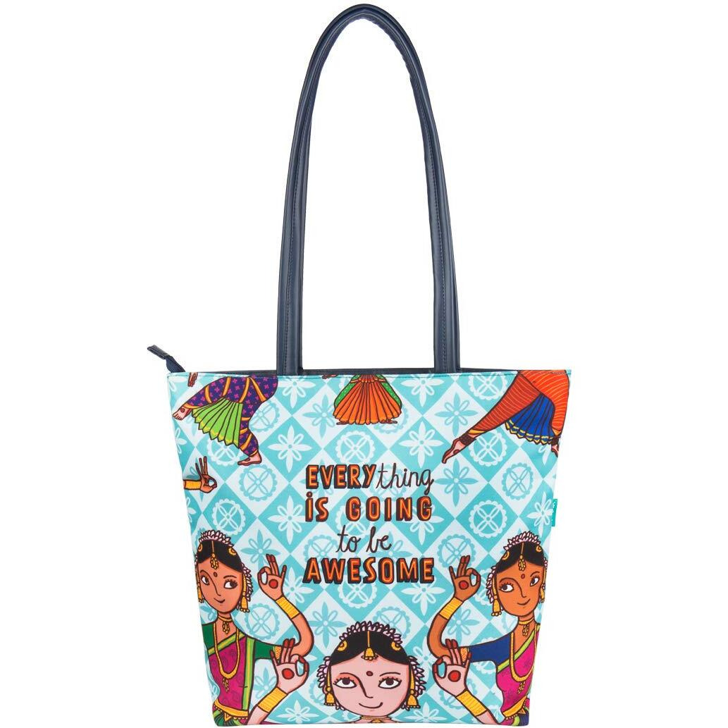 Chumbak Teal Dance Vibes Tote Bag - Teal