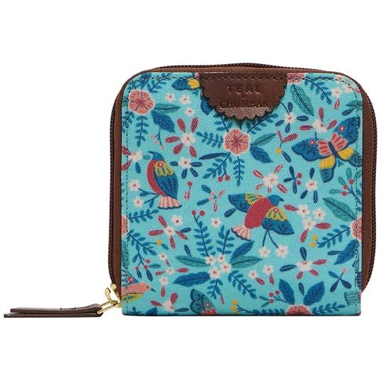 Women's Mini Wallet | Small Wallet for Women | Women's Purse | Coin | Card | Teal (Birds of Paradise)