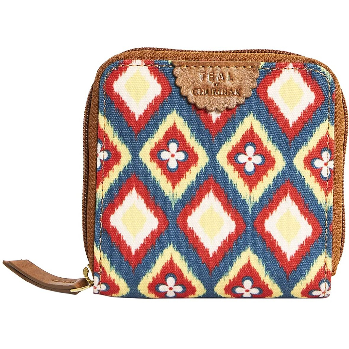 TEAL BY CHUMBAK Women's Mini Wallet | Small Wallet for Women | Women's Purse | Coin | Card | Tan (Ikat Glow)