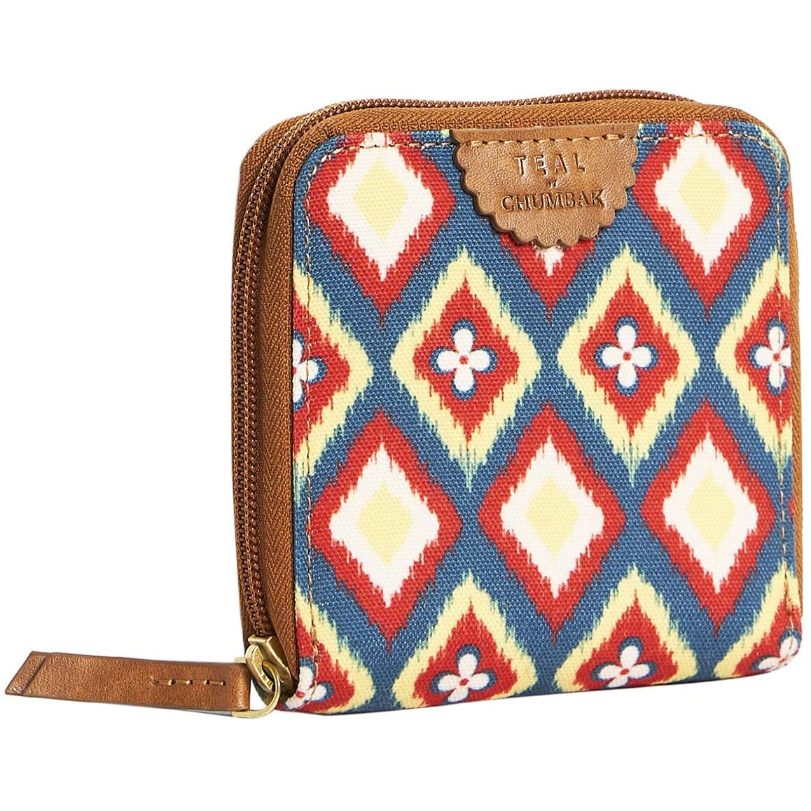TEAL BY CHUMBAK Women's Mini Wallet | Small Wallet for Women | Women's Purse | Coin | Card | Tan (Ikat Glow)