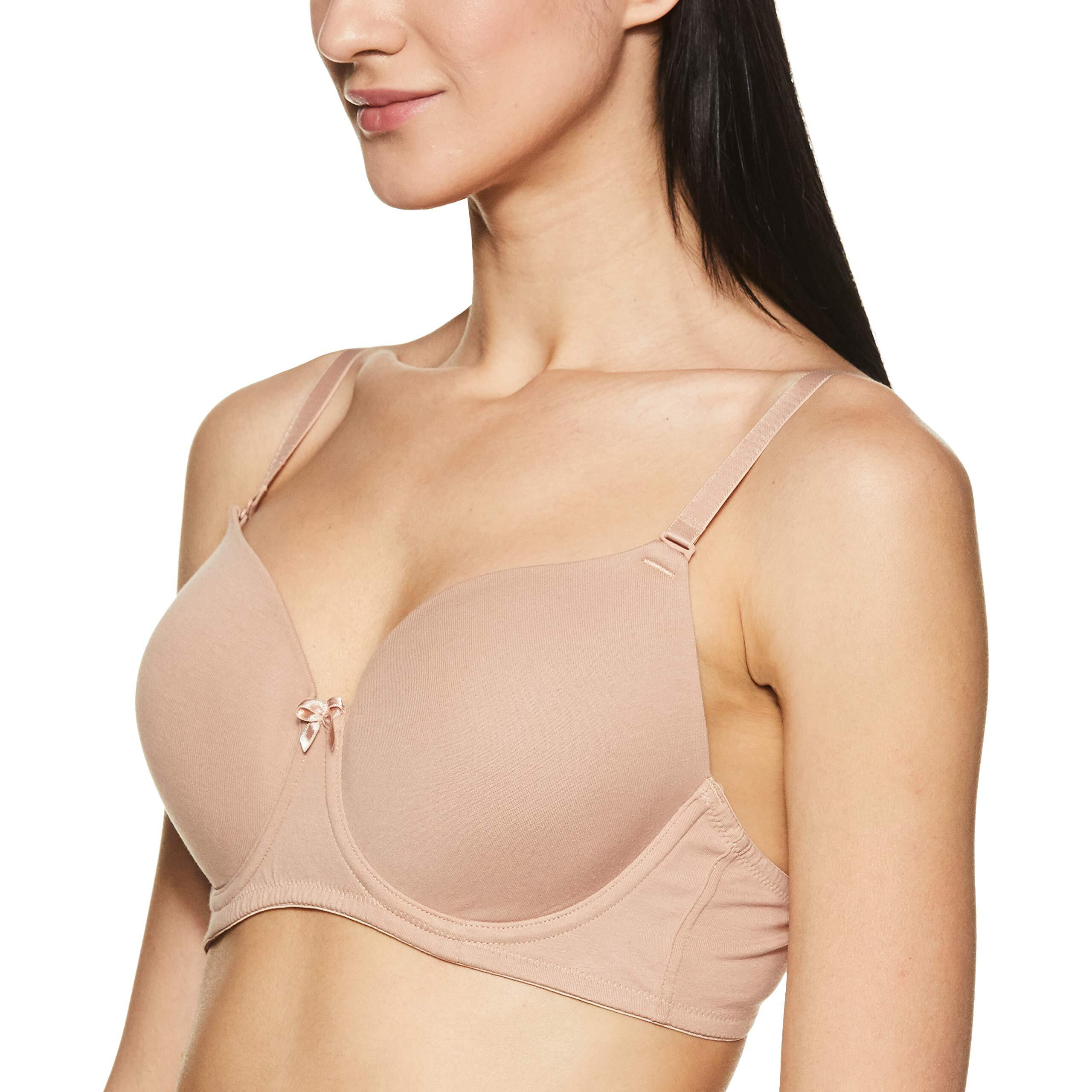 Zivame Women's Cotton Padded Wired Seamless Bra (ZI1135-Nude_Skin_34b_Skin_34B)